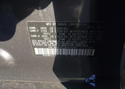 2025 Subaru Outback Onyx Edition из США, поврежденный, VIN 4S4BTALC9S3275181